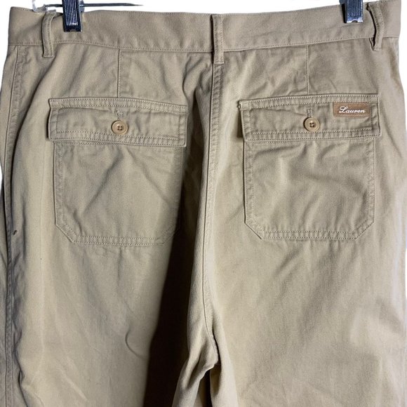 Vintage Lauren Ralph Lauren Capri Pants 12P Tan Belt Loops Pockets Flat Front - Picture 4 of 5